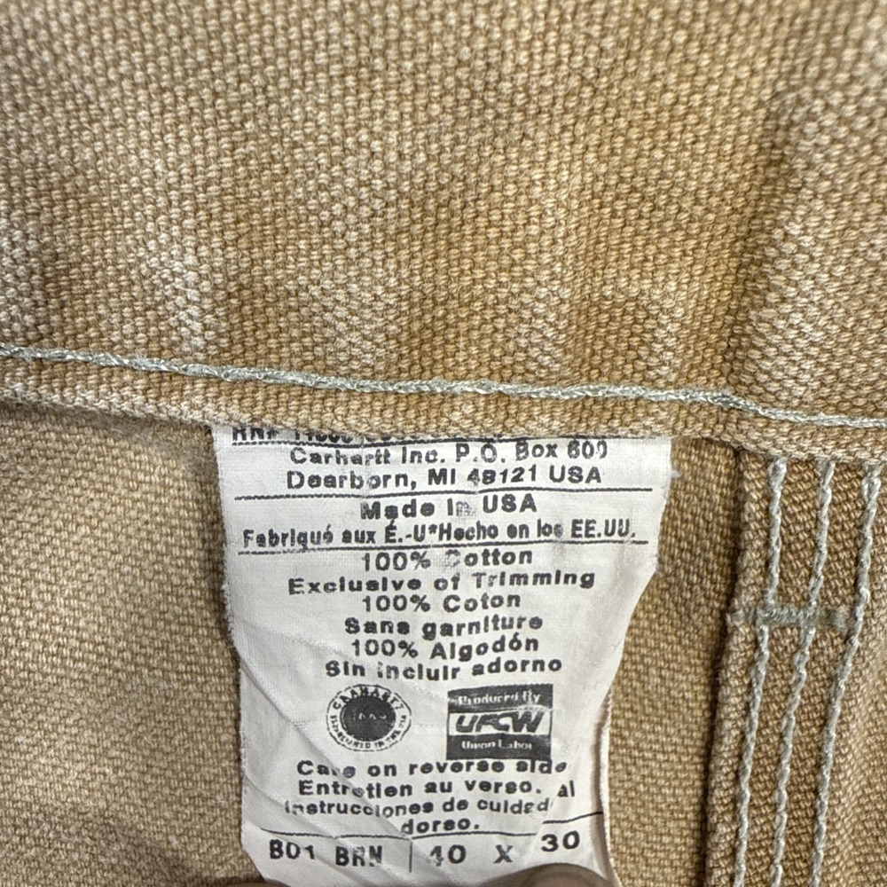 VTG CARHARTT BO1 WORK PANTS MEN'S SZ 40 X30 UNION & MADE IN USA